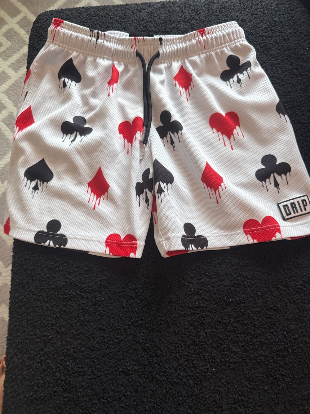 Kids White Graphic Card Suit Print Athletic Shorts